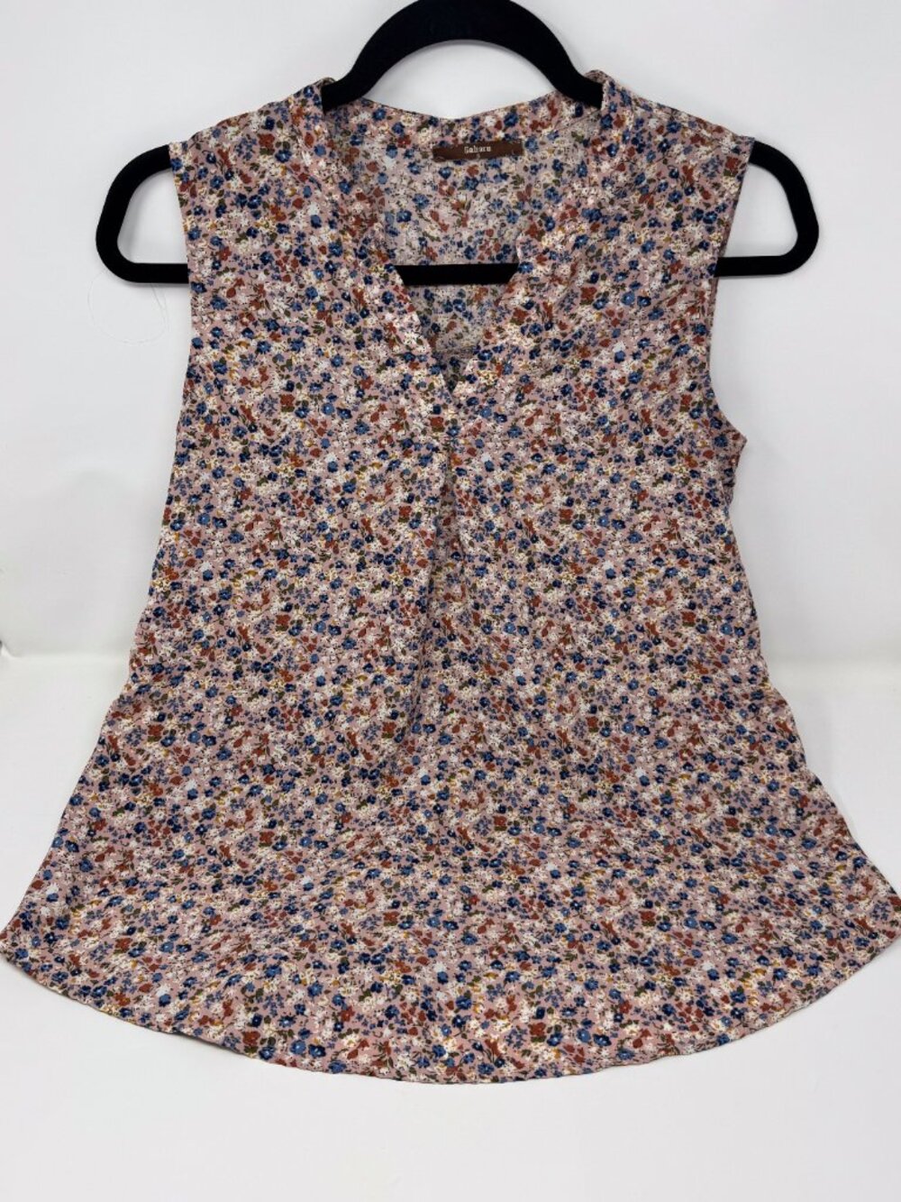 Gaharu Floral Sleeveless Blouse Pink Blue Boho Cottagecore Size Small